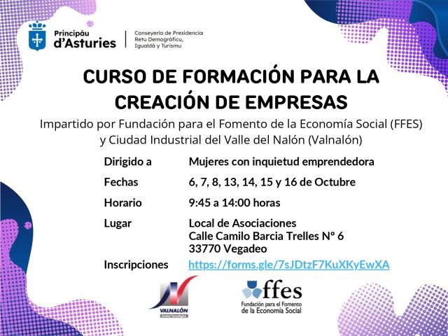 CURSO DE FORMACIÓN PARA LA CREACIÓN DE EMPRESAS