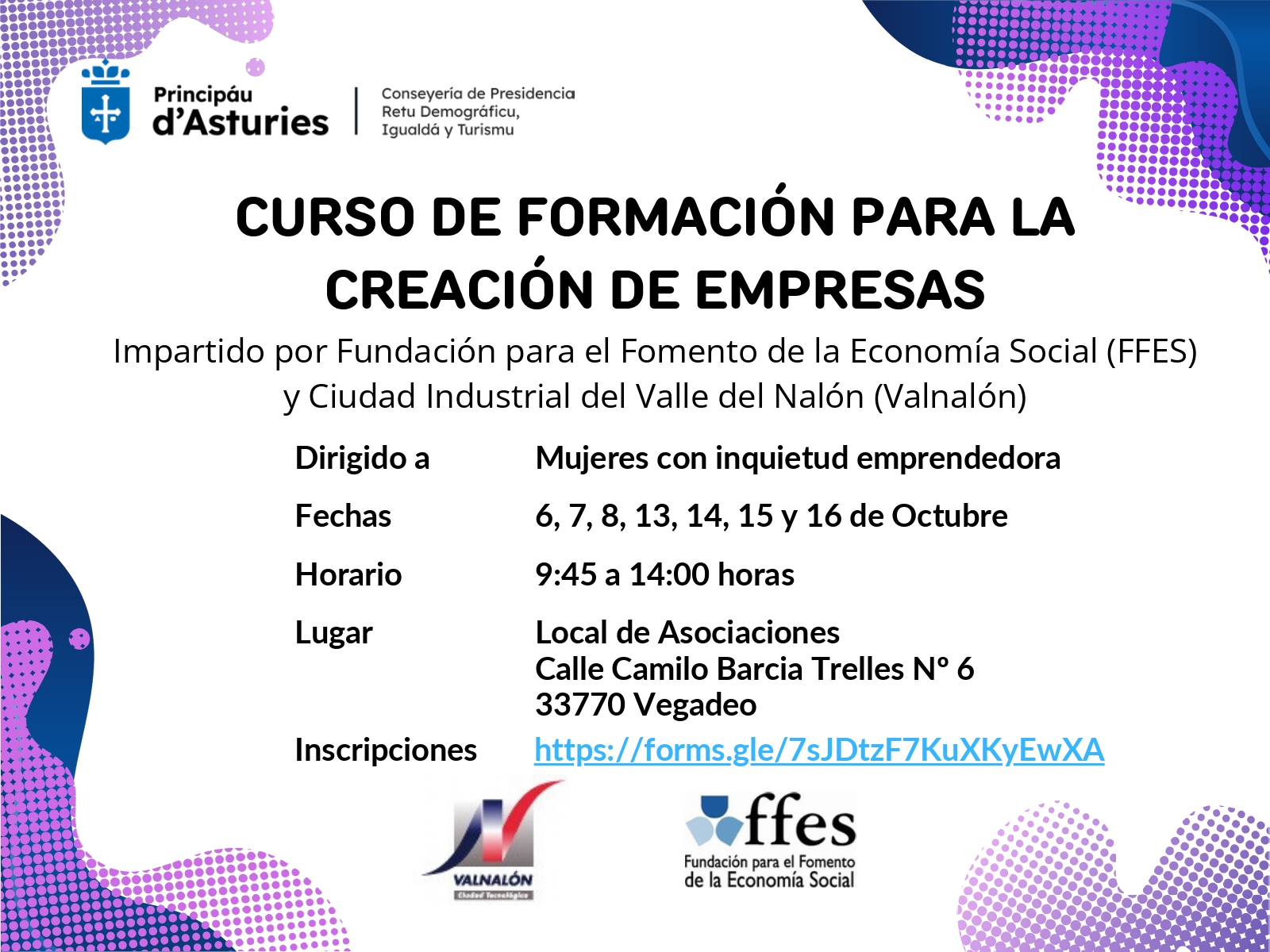 CURSO DE FORMACIÓN PARA LA CREACIÓN DE EMPRESAS