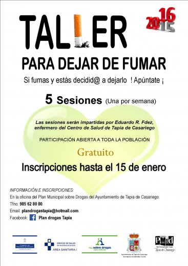 Se amplía el plazo de inscripción del Taller para dejar de fumar en Tapia de Casariego