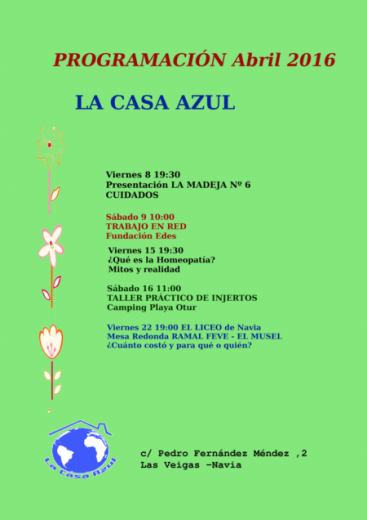 Actividades en La Casa Azul en el mes de Abril (Navia)