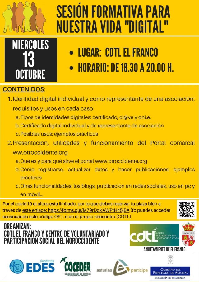 SESIÓN FORMATIVA PARA NUESTRA VIDA DIGITAL EN EL TELECENTRO DE EL FRANCO (13 de octubre)
