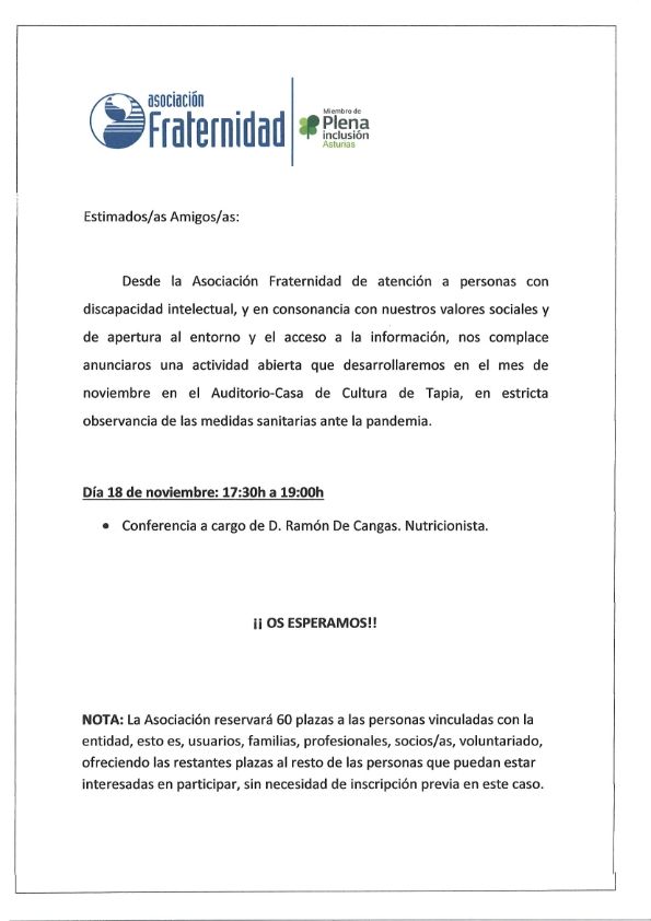 Conferencia a cargo de D. Ramón de Cangas, Nutricionaista
