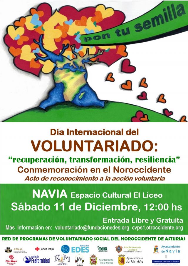 EL VOLUNTARIADO CELEBRA SU DIA EN EL NOR-OCCIDENTE EL PRÓXIMO 11 DE DICIEMBRE EN NAVIA