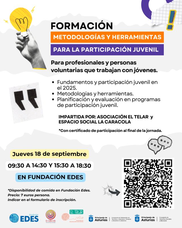 Formación: Metodologías y herramientas para la participación juvenil.