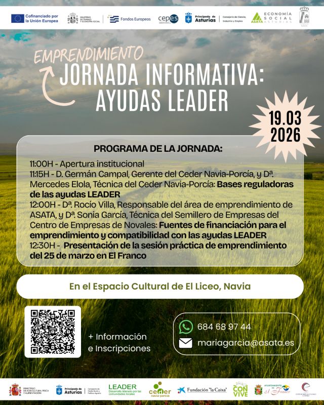 JORNADA INFORMATIVA SOBRE AYUDAS LEADER EMPRENDIMIENTO